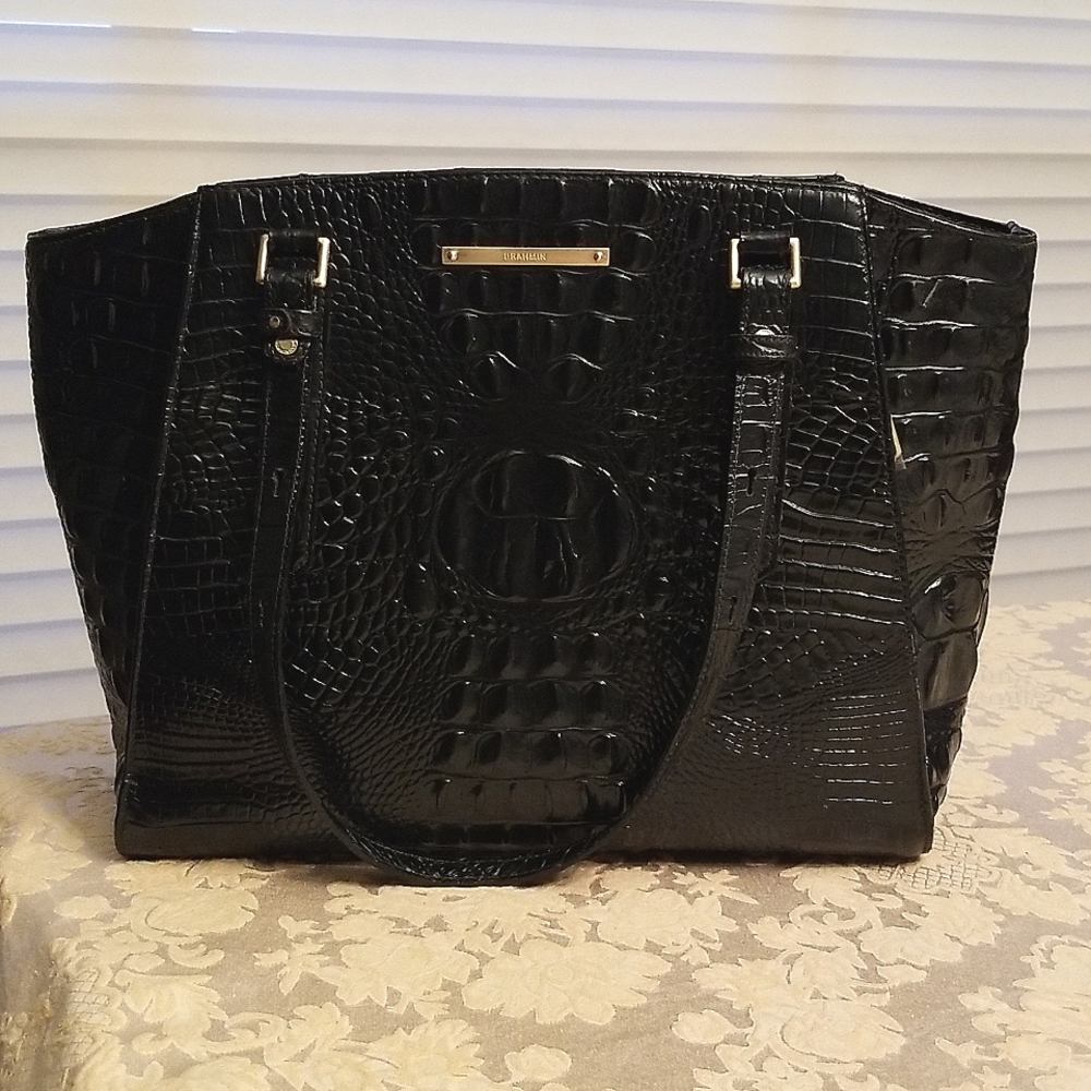Brahmin Paris Black Melbourne Genuine Leather Handbag/Tote/Laptop Bag